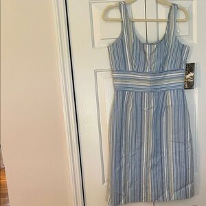 Donna Ricco Blue & White Striped Midi Dress